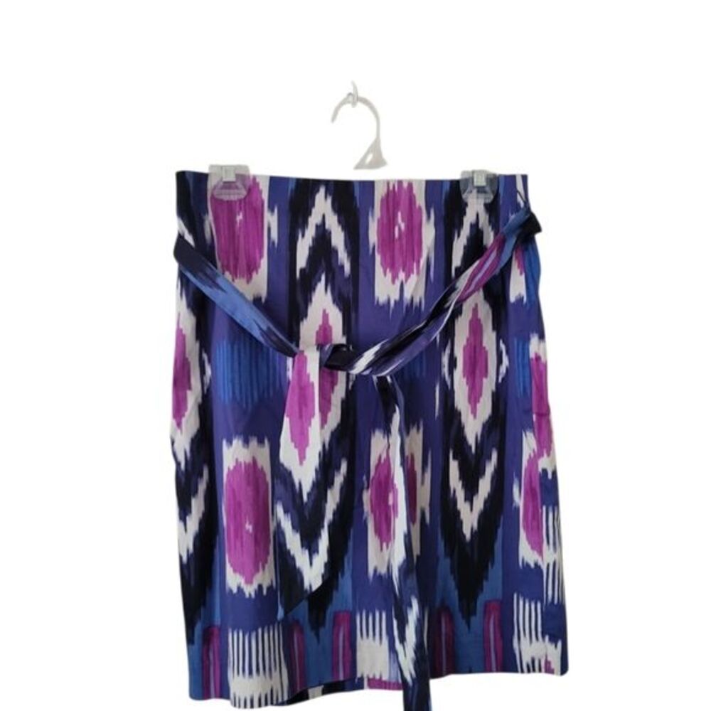 Talbots Ikat Purple Belted Pencil Skirt